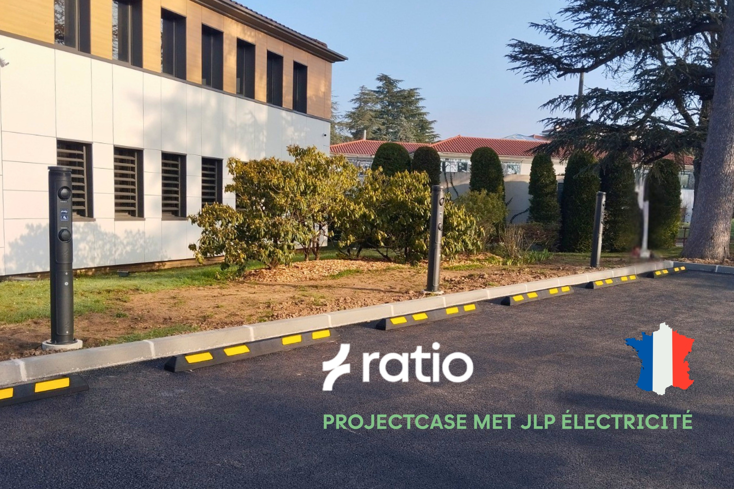 Ratio io7 laadpalen bij Village d’Affaires R24 in Charbonnières-les-Bains, Frankrijk